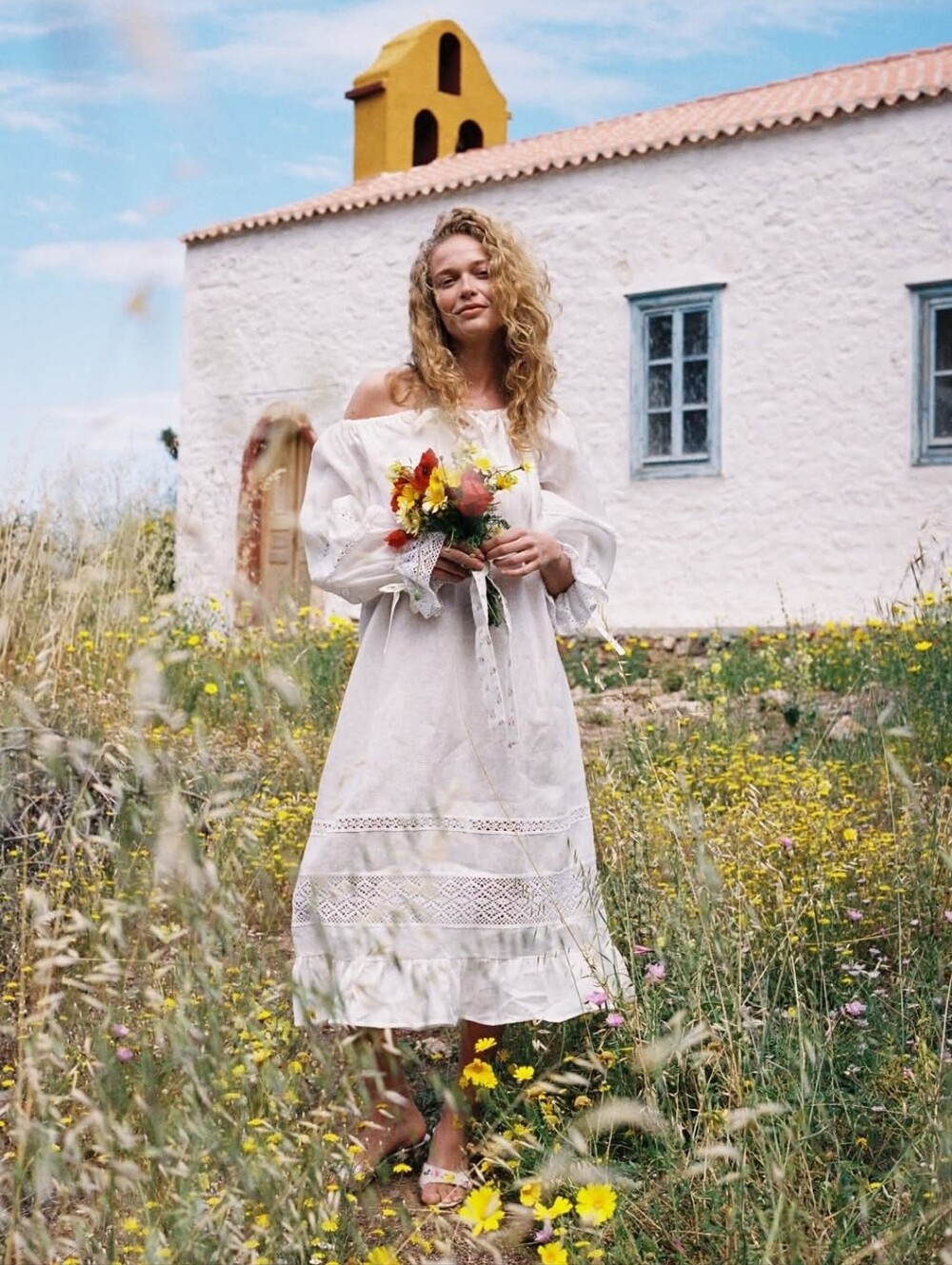 NWT Sleeper Romantica 100% linen white dress xs / s bohemian bridal cottagecore